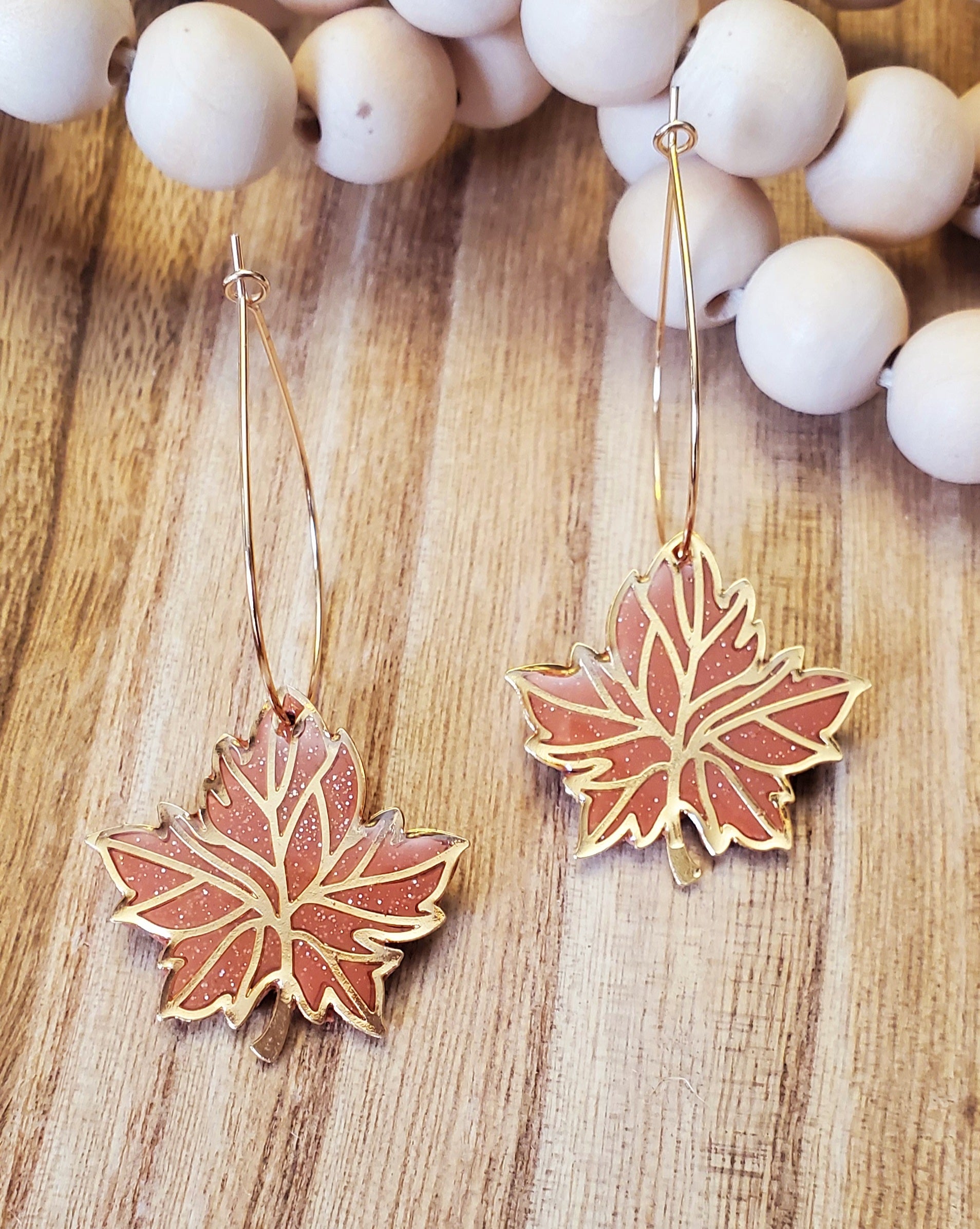 Polymer Clay Maple Leaf earrings (Terracotta)
