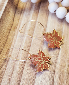 Polymer Clay Maple Leaf earrings (Terracotta)