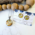 Load image into Gallery viewer, "Nature" snap charm pendant and earrings set
