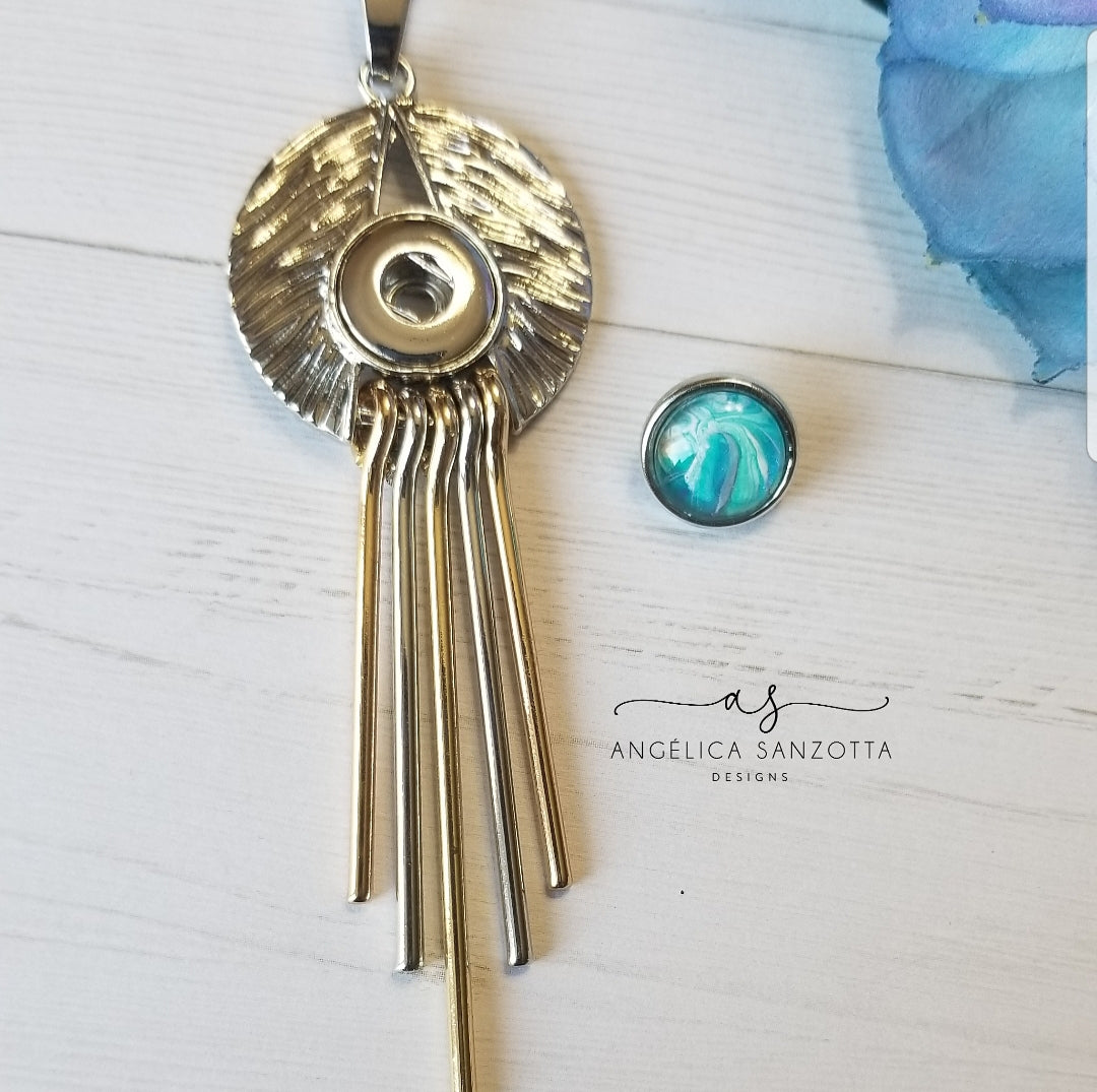 "Aquamarine"" snap charm necklace set