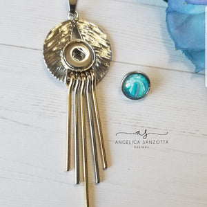 "Aquamarine"" snap charm necklace set