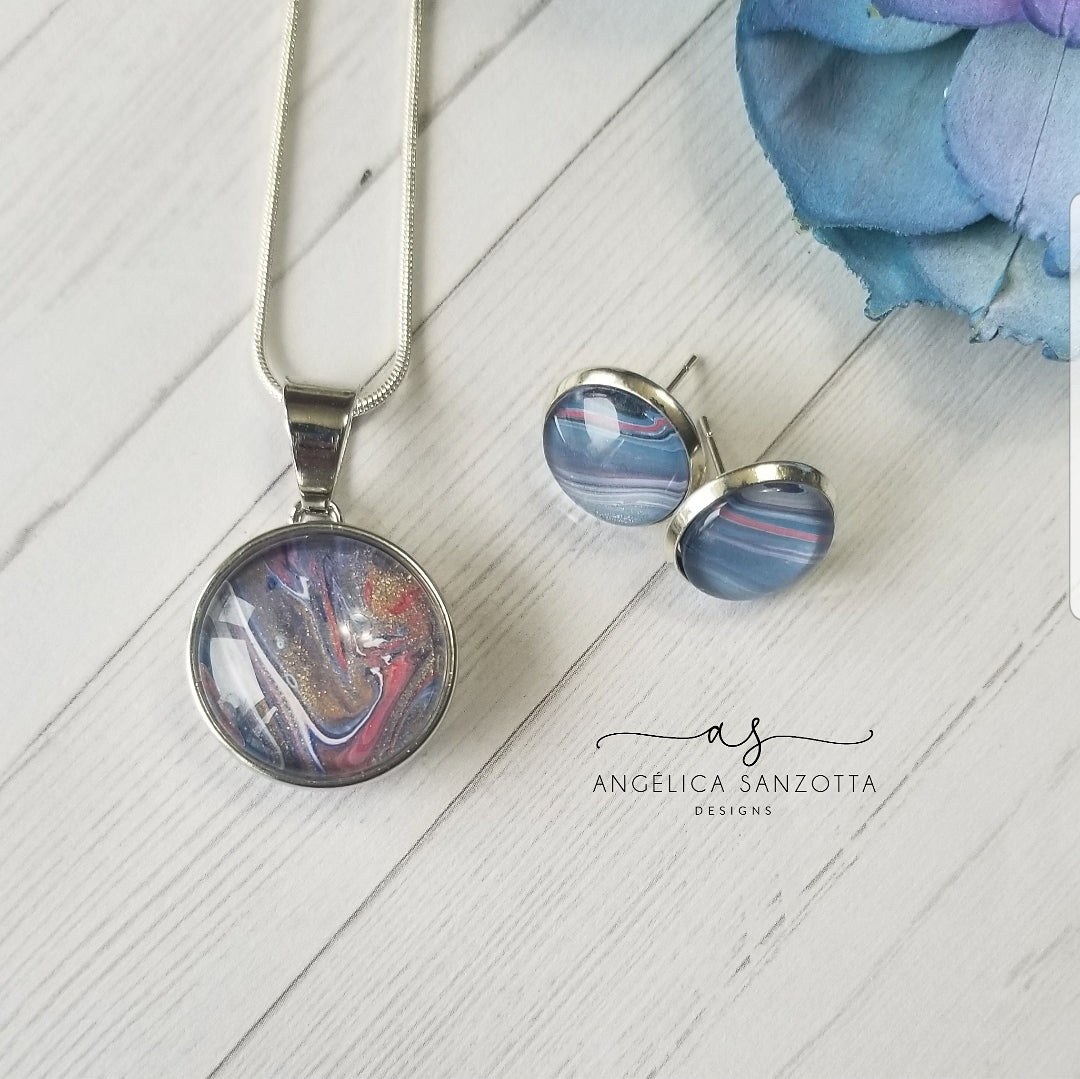 "Americana" snap charm necklace set