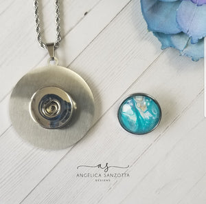 "Aqua dream" snap charm necklace
