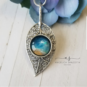 "Shoreline" feather pendant