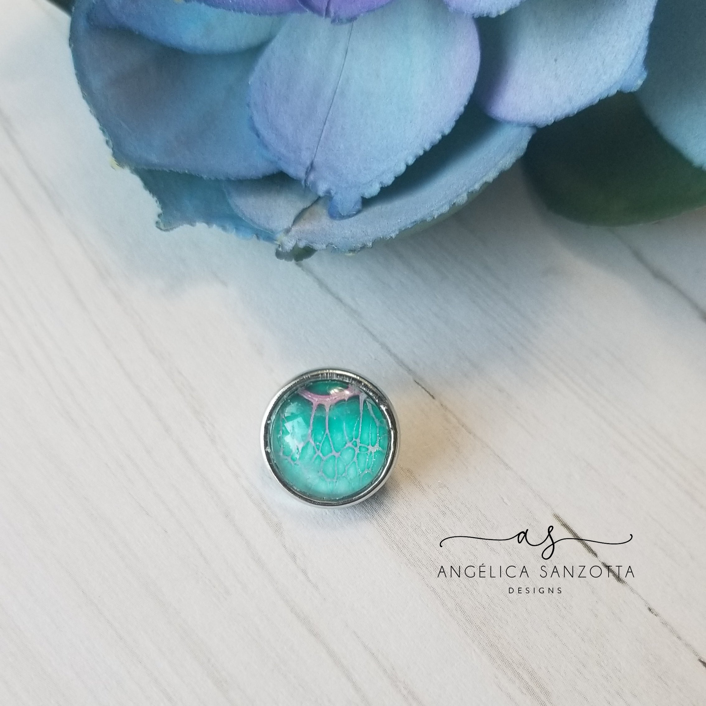 "Aguamarina" 12 mm snap charm