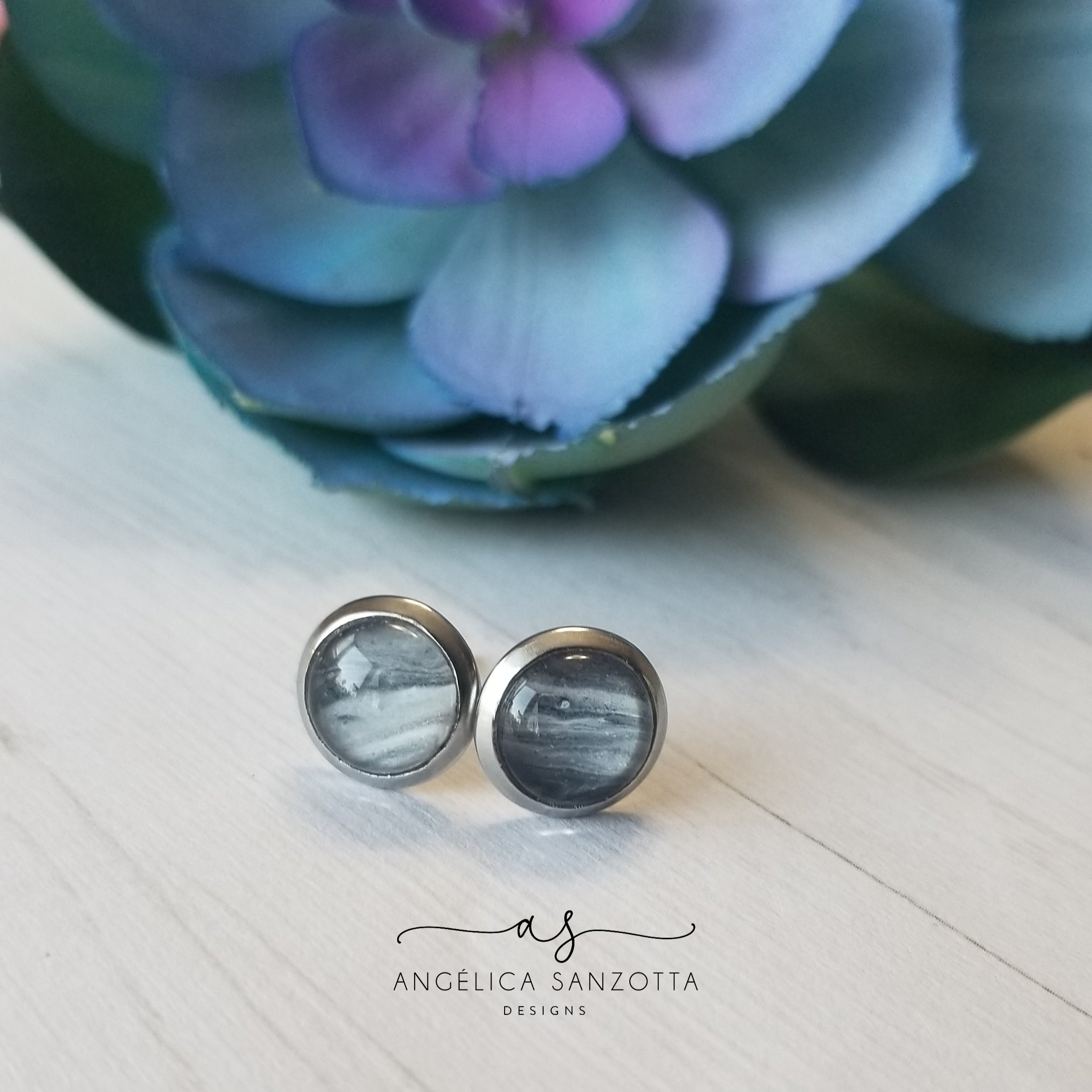 "Moon Stone" stud earrings