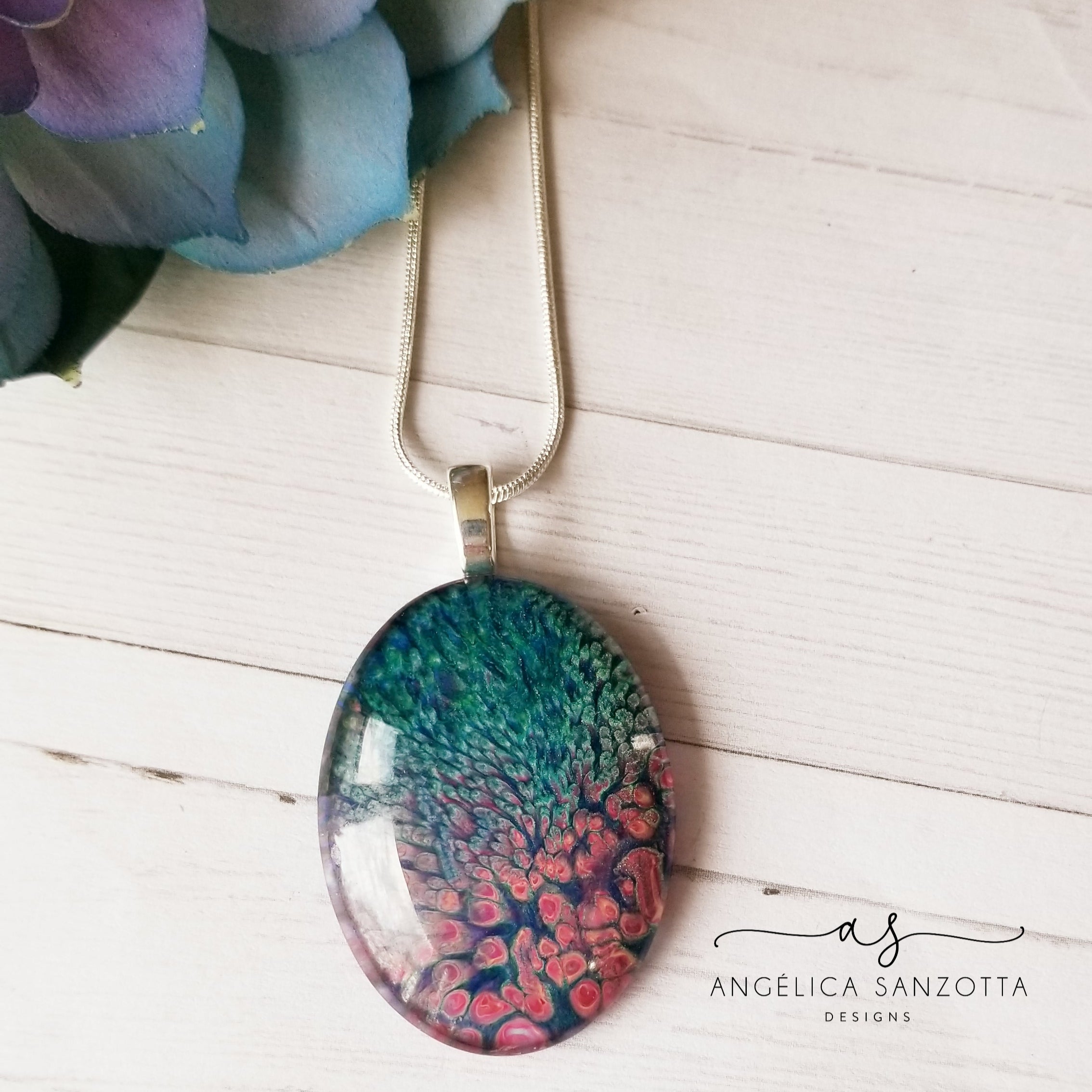Coral and Pebbles Pendant - G & P Collection