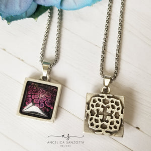 Fire Pebbles Square Pendant - 1 of 2 G & P Collection