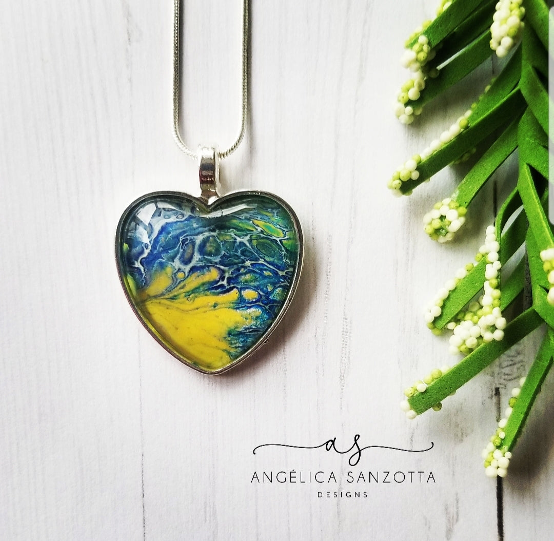 "Yellow and Blue Heart" pendant