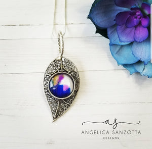 "TGIF" feather pendant