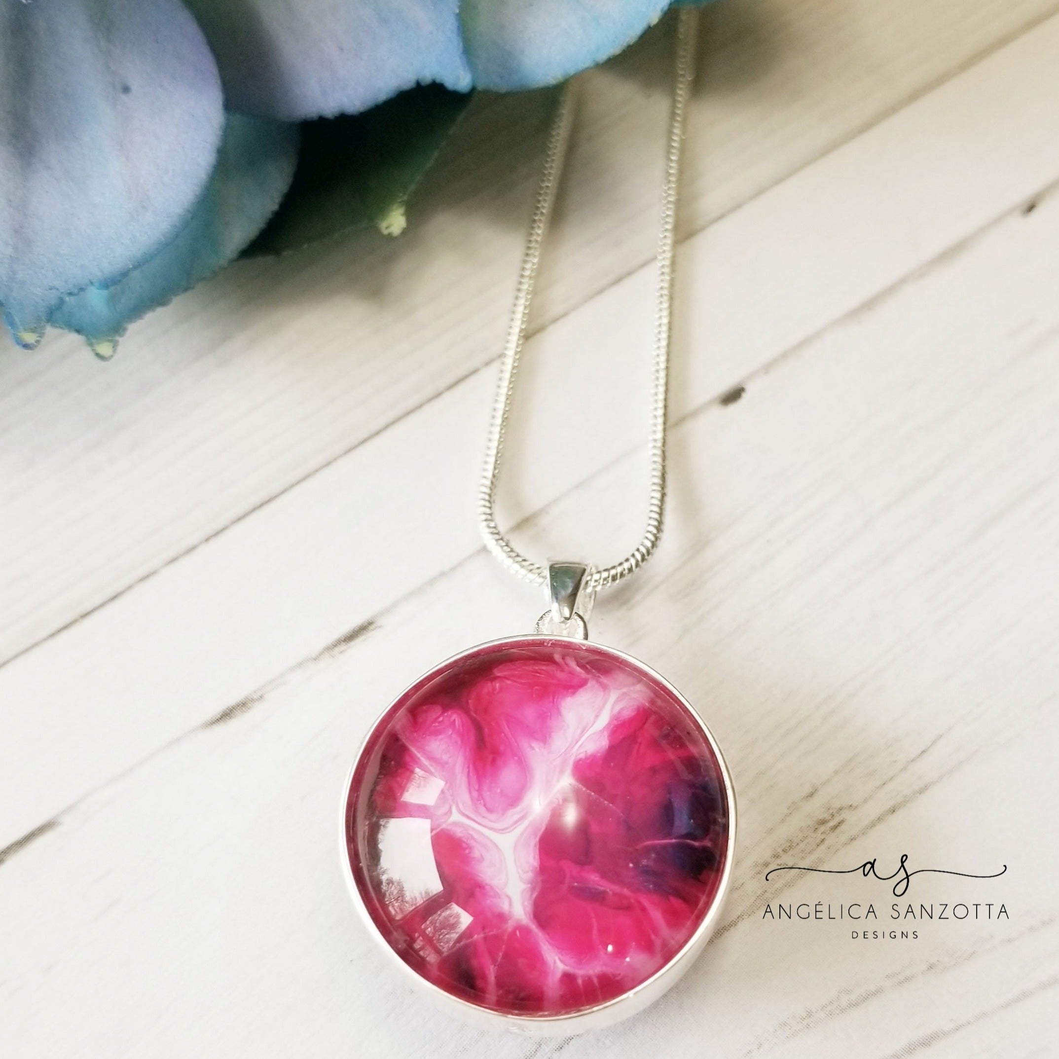 Lilac Pebbles double sided pendant - G & P Collection - Sterling Silver