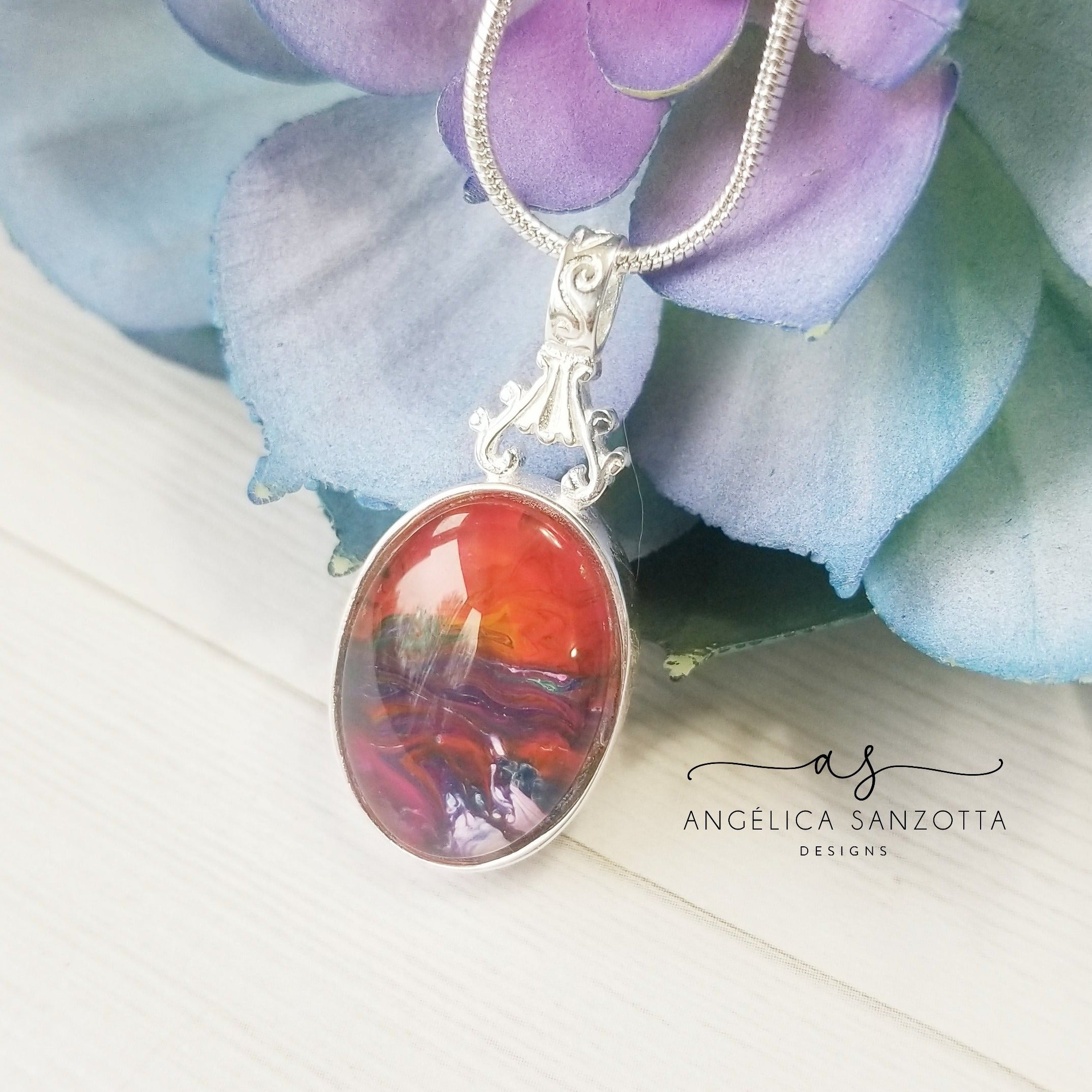 Pebbles and Sunsets double sided pendant - G & P Collection- Sterling Silver