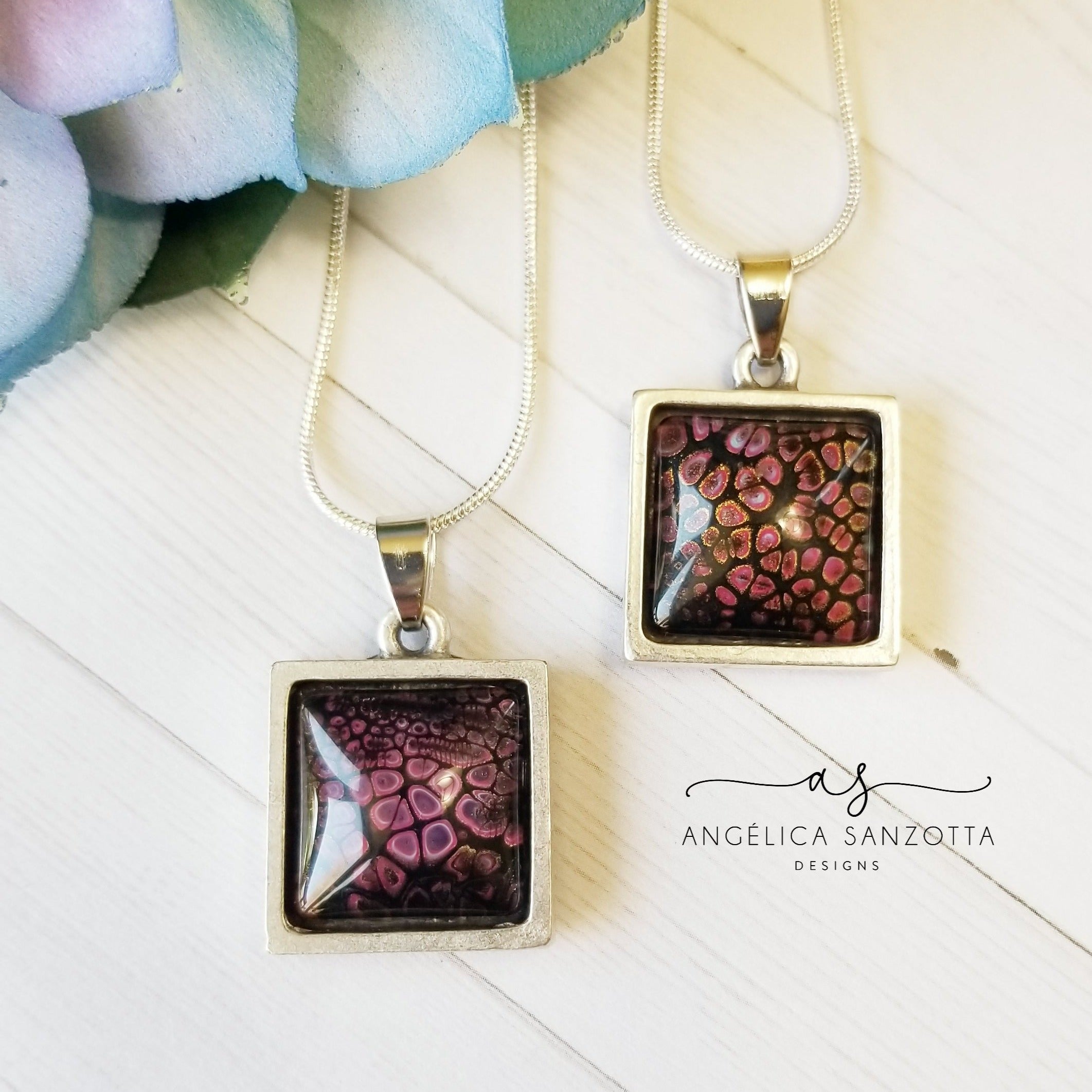 Fire Pebbles Square Pendant - 2 of 2 G & P Collection