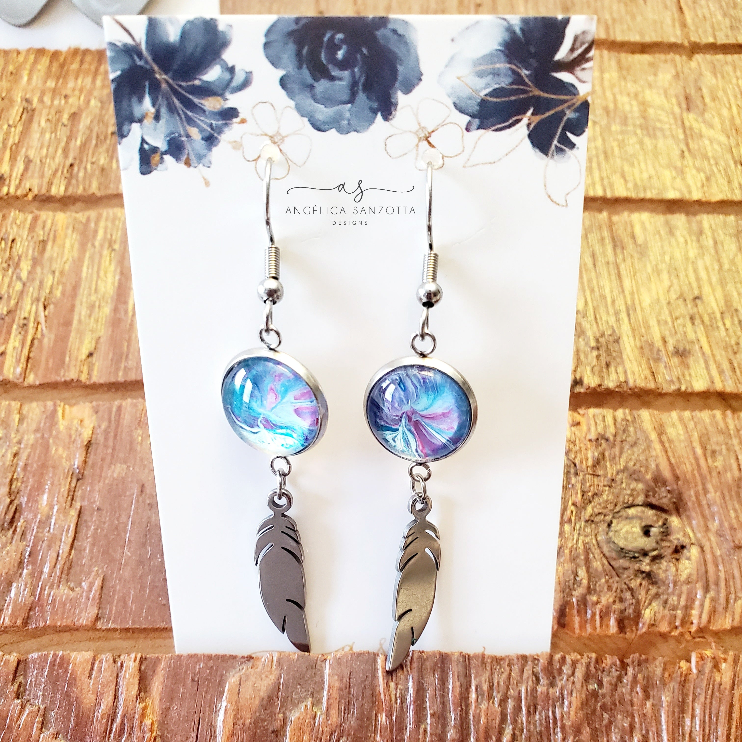 Blue Feathers earrings