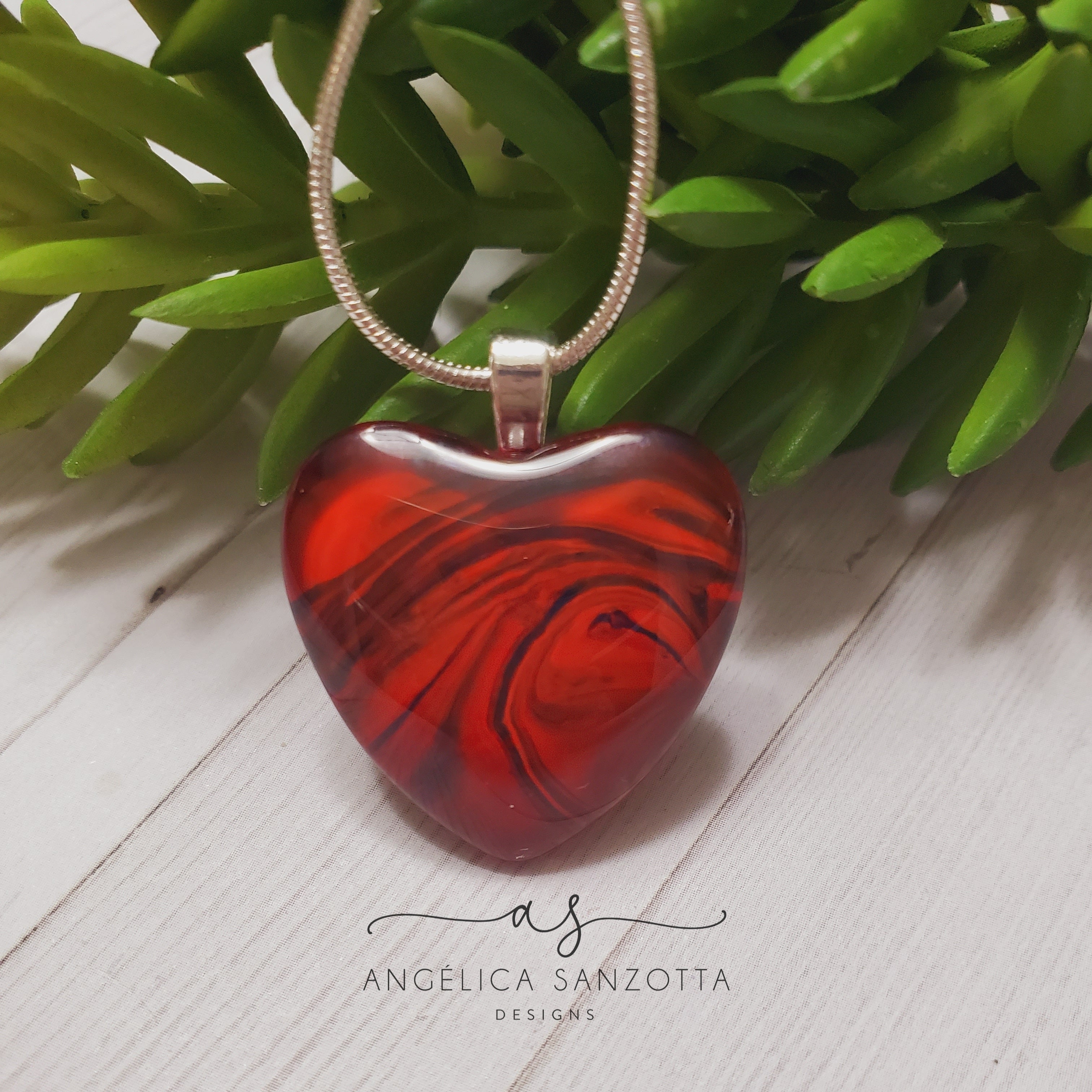 "Ruby" heart pendant