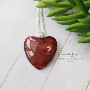 " Deep Red" heart pendant