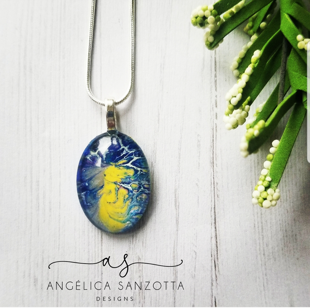 "Victor" blue and gold pendant